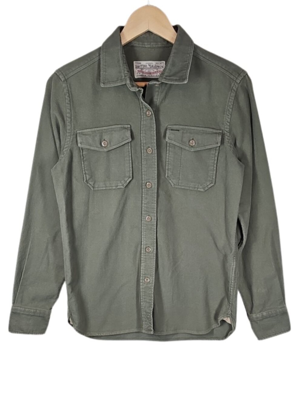 Guideboat Co British Moleskin Two Pocket Button Down Shirt Olive Women's M